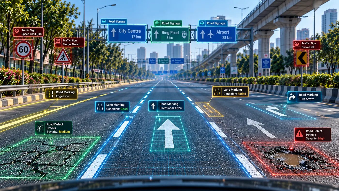 Fused camera and LiDAR view of a road from a single AXIRA drive