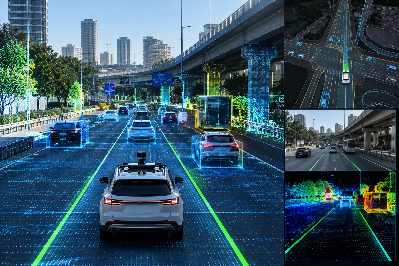 Simulated road scene or HD map visualisation